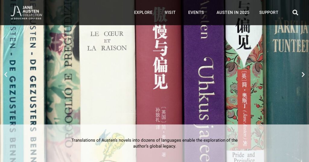 Screenshot of the Jane Austen Collection website